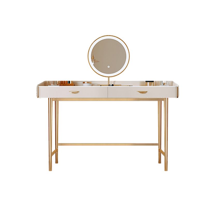 Glam Glossy Makeup Vanity Set with Drawer in White for Bedroom