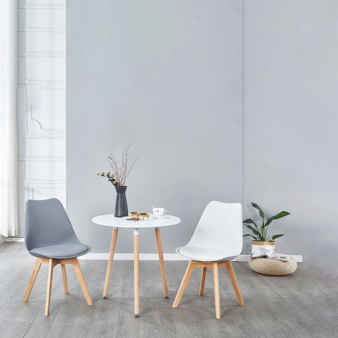 Scandinavian Leather Bedroom Side Chair Matte Finish Solid Back Dining Chair (Set of 4)