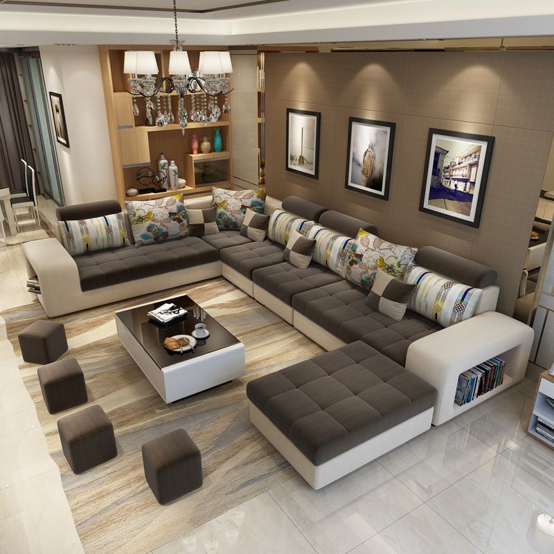 Contemporary 6-seater Modular Sectional with Square Arm for Living Room