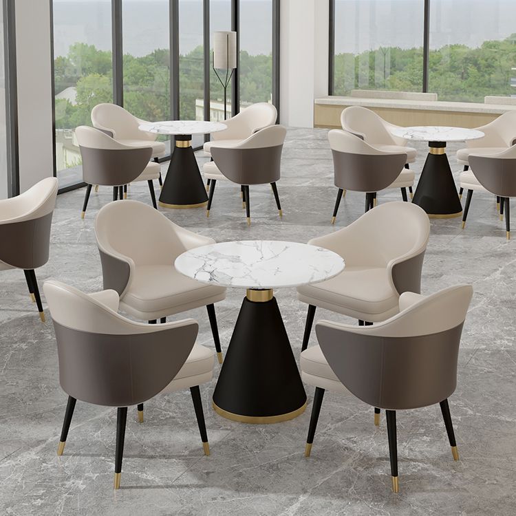 Scandinavian Sintered Stone Dining Set with Pedestal Base Dining Furniture for Home Use