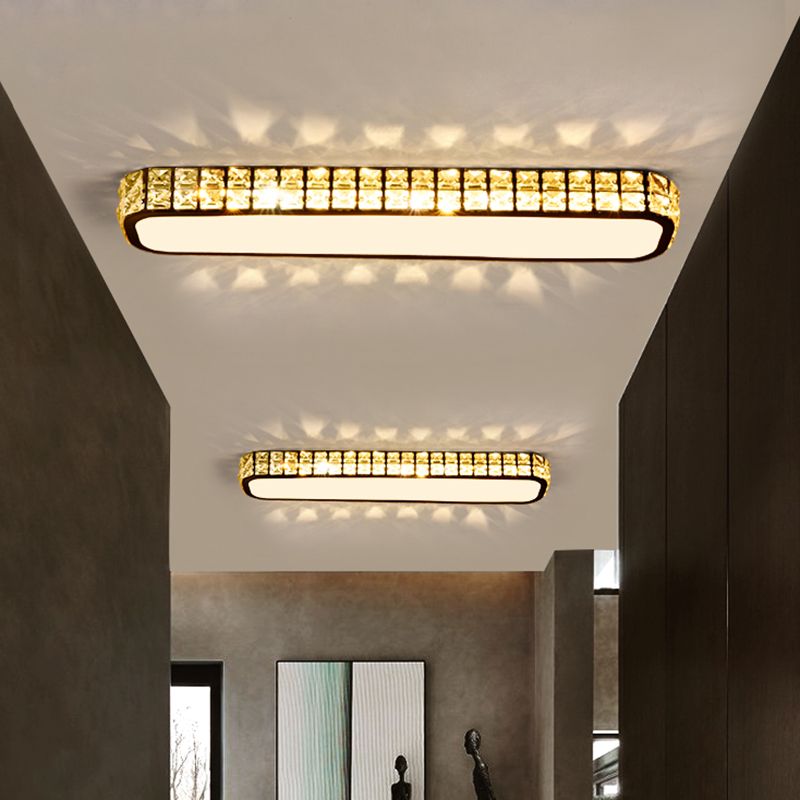 Rounded Rectangle Corridor Flush Light Crystal Artistic LED Flush Ceiling Light Fixture