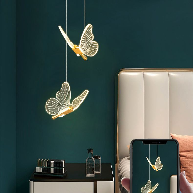 Luxurious Butterfly Style Hanging Ceiling Light, Acrylic Integrated LED Multi Light Pendant Lighting
