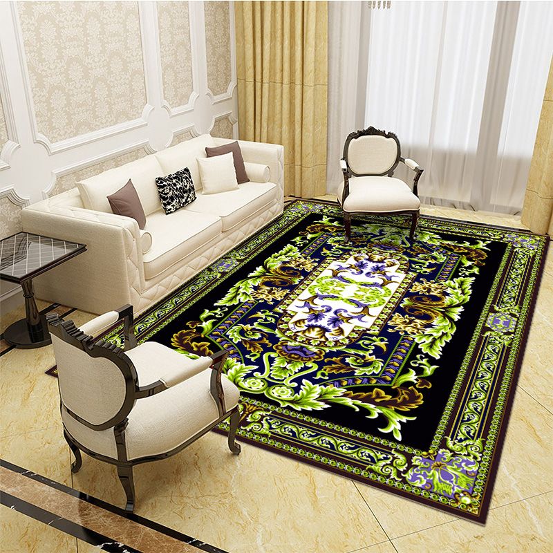 Fluorescent Green Modern Rug Polyester Graphic Rug Non-Slip Backing Rug for Home Decoration