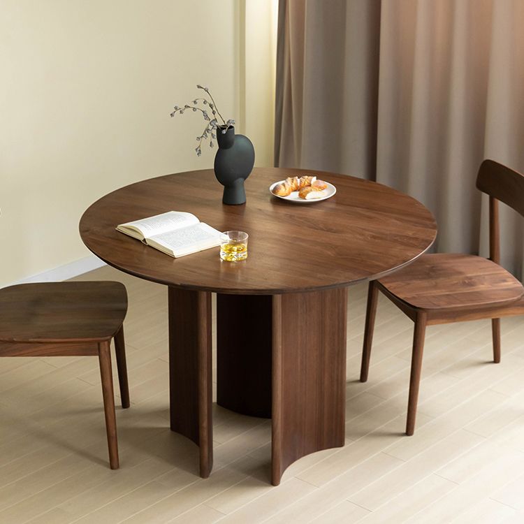 Solid Wood Dining Table Round Modern Dinner Table for Dining Room