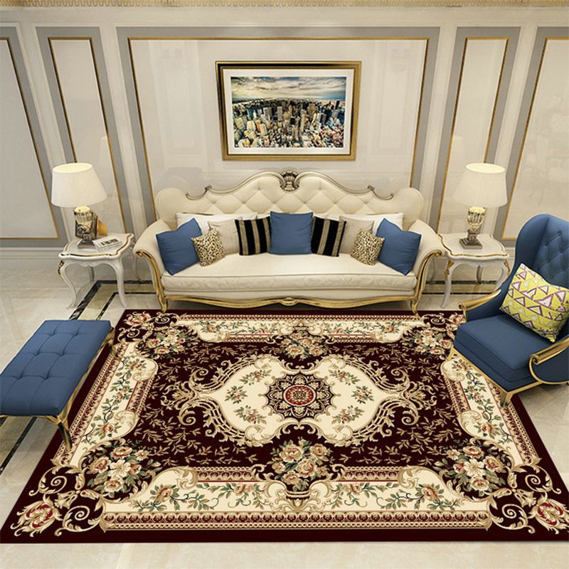 Funky European Rug Classic Medallion Print Area Rug Polyester Stain Resistant Carpet for Home Decor