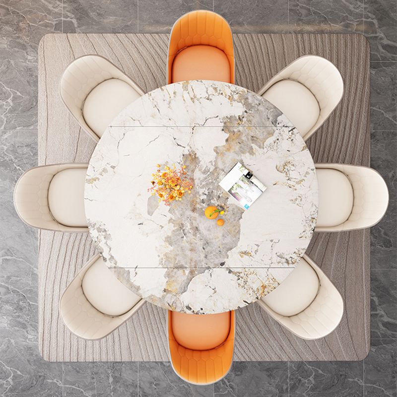 Rectangular Dining Table Modern Stone Table Top with Gold Metal Legs