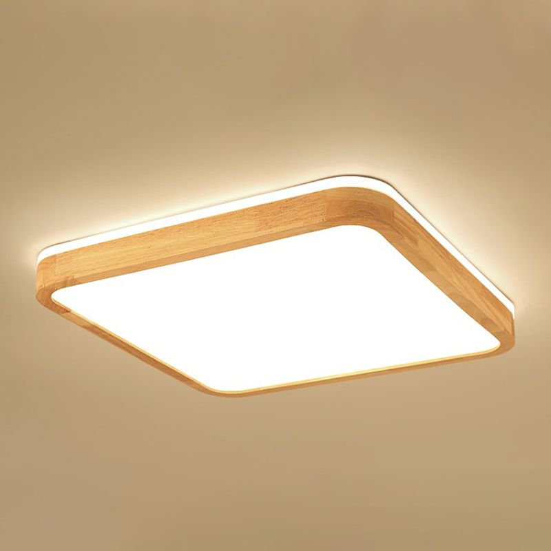 Plafonnier LED en forme de géométrie, Style moderne et Simple, en bois, 2 lumières, encastré, pour le salon