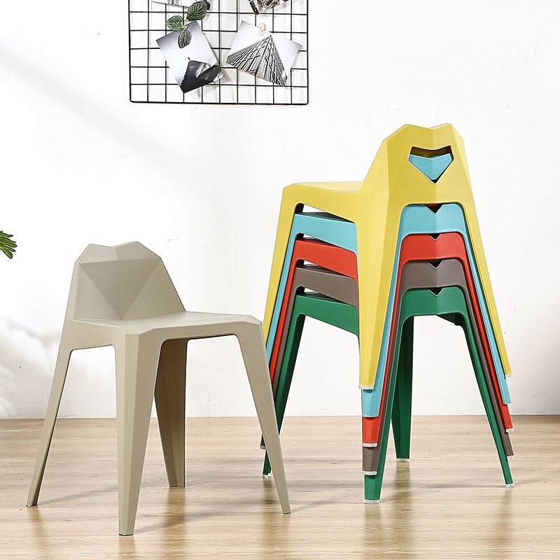 Chaise de salle à manger contemporaine à dossier solide, chaise de cuisine en plastique