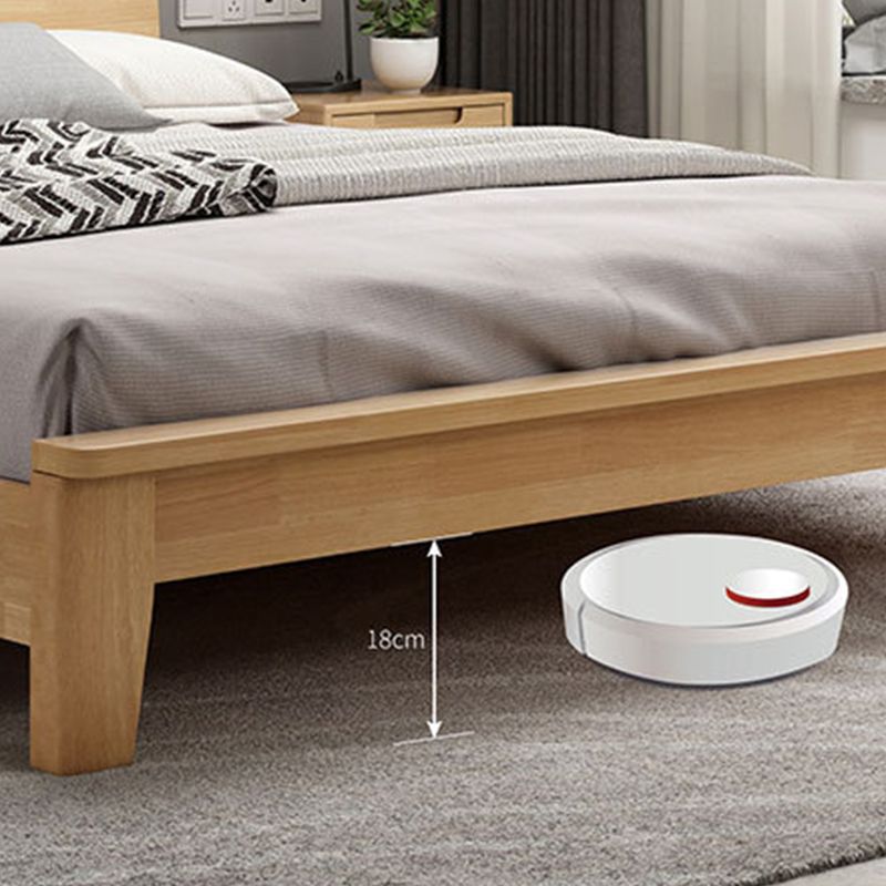 Scandinavian Penal Bed with Rectang Penal Headboard and Wooden Legs