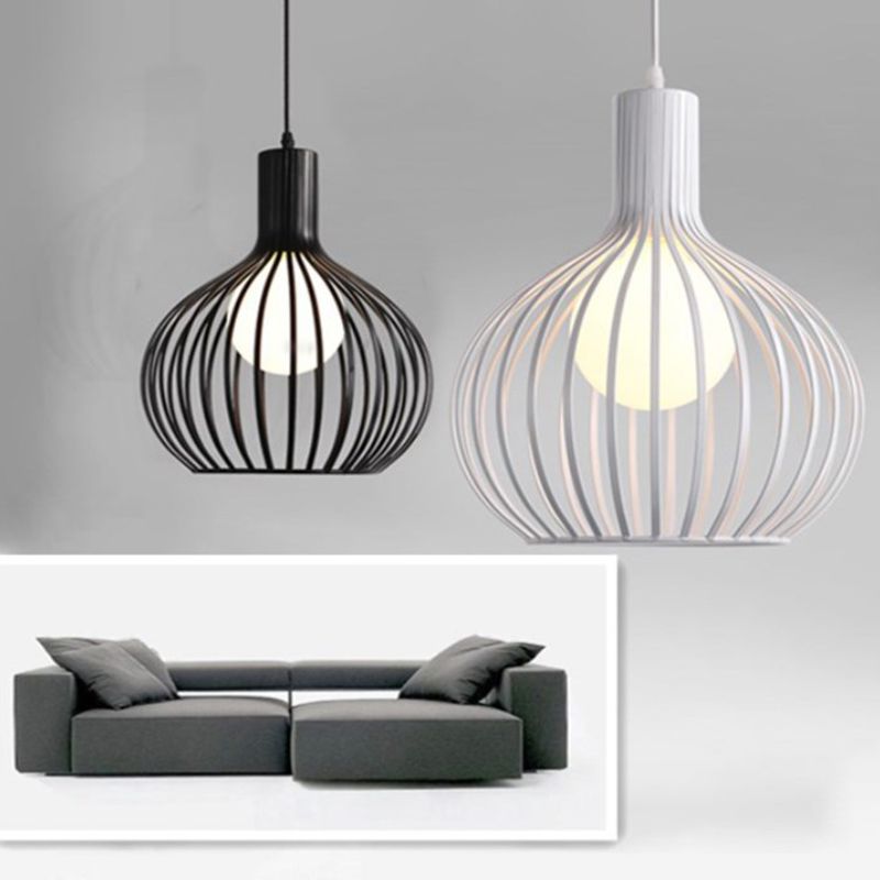 Loft Spherical Cage Hanging Light Single-Bulb Iron Ceiling Pendant for Restaurant