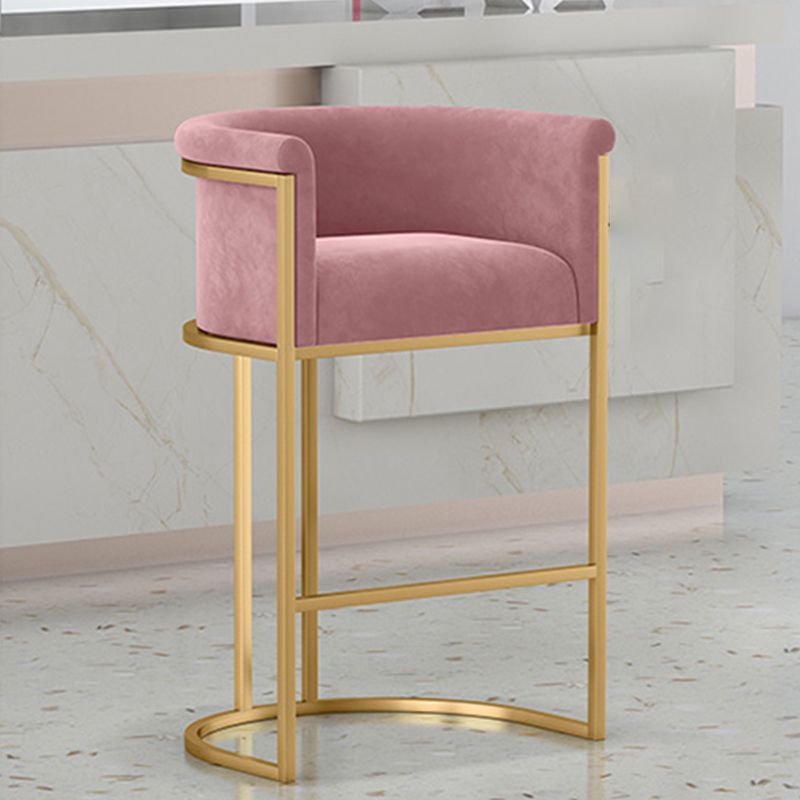 Scandinavian Footrest Upholstered Bar Stool Coffee Shop Low Back Counter Bar Stool