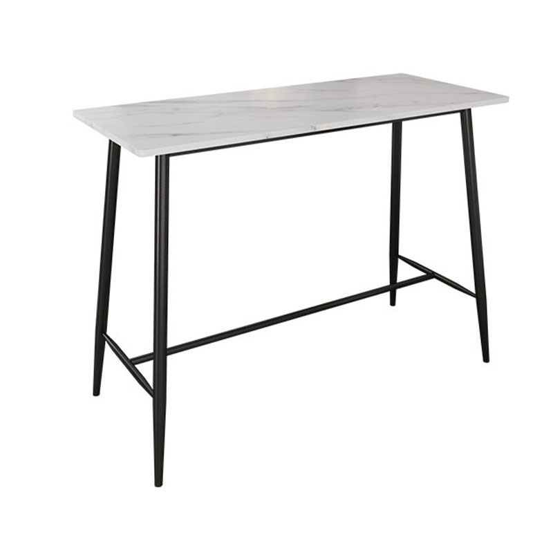 Industrial Black Metal Bar Table Faux Marble Rectangle Top Bistro Table - 47" x 23" x 41"