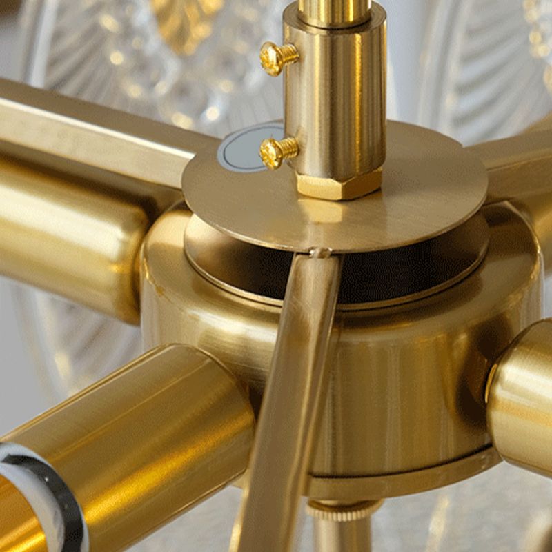 Modern Ceiling Lamp Golden Flush Mount Light Fixture with Glass Shade for Bedroom