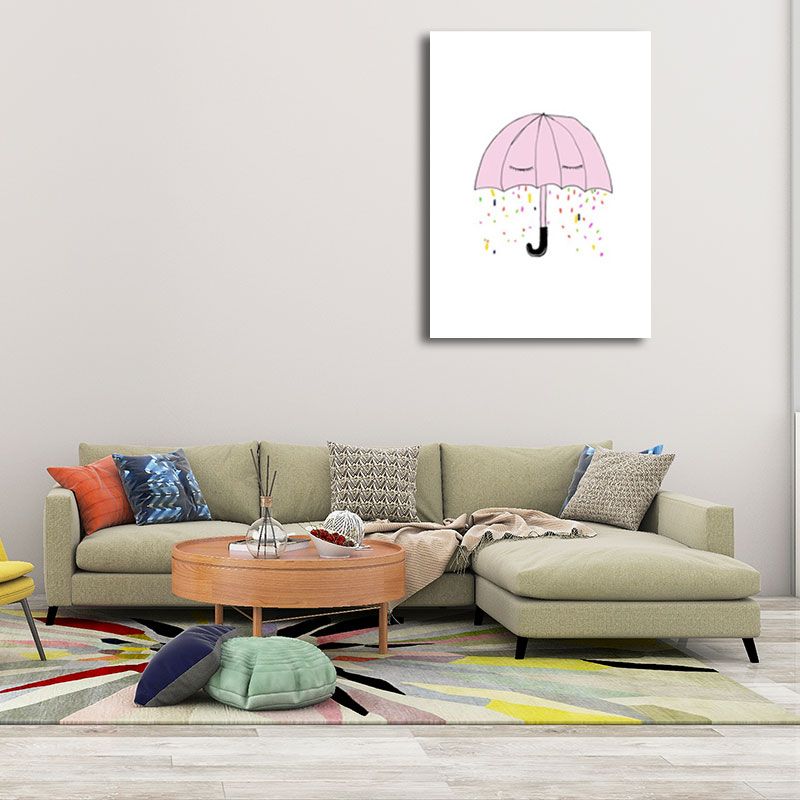 Cartoon Umbrella Paintings Canvas Decorative Pink Wall Art Decor for Children Room