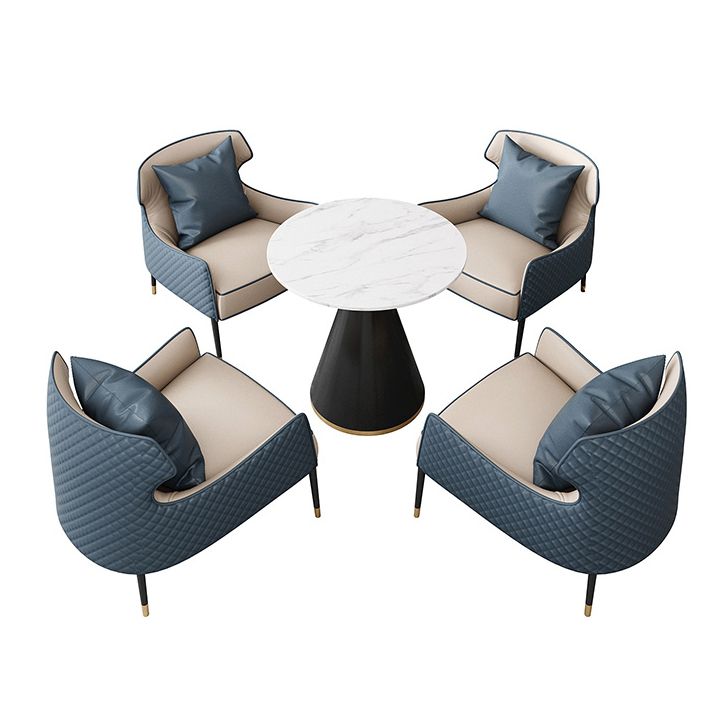 Contemporary Kitchen Dining Room Set with Round Sintered Stone Top Formal Dining Table Furniture
