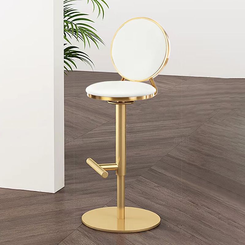 Nordic Adjustable Armless Counter Stool Iron Base Bar Stool with Leather Cushion