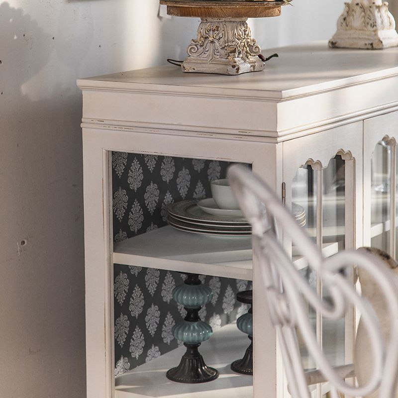 Traditional Curio Cabinet Solid Wood Storage Cabinet for Dining Room