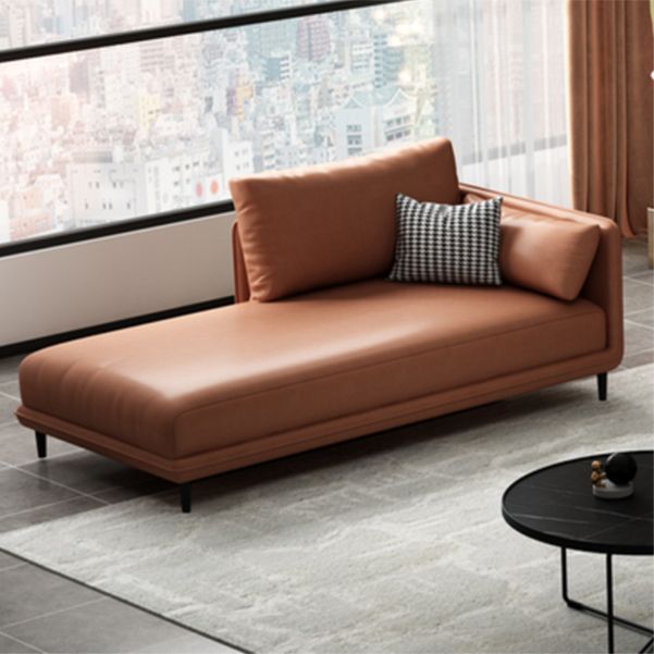 Modern Style Recessed Arms Chaise Living Room Faux Leather Chaise