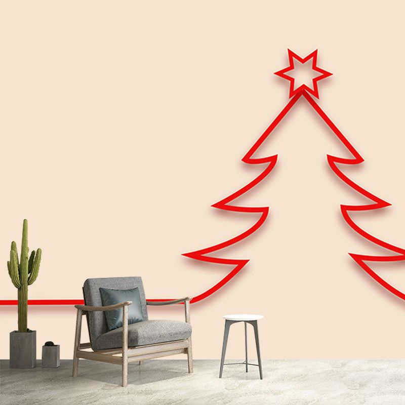 Customized Christmas Tree Wall Mural Horizontal Illustration for Sleeping Room
