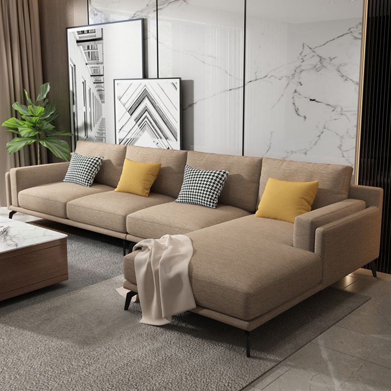 Modern Pillow Back Fabric Sectional L-shape Square Arm Sectional