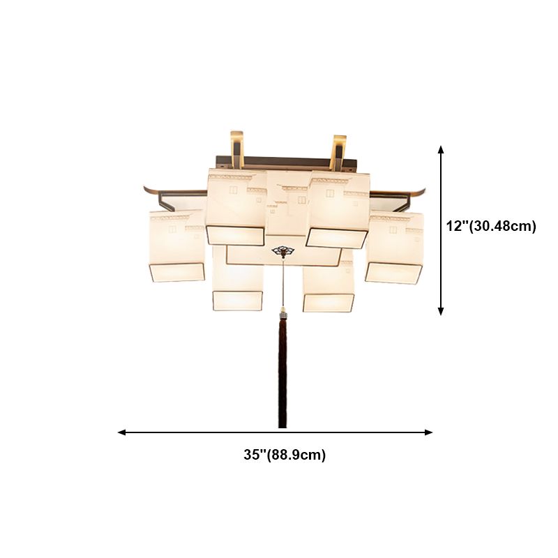 White Fabrics Ceiling Light in Traditional Style Geometric Flush Mount for Bedroom