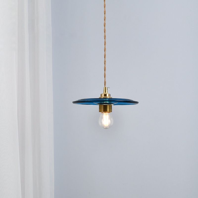 Retro Minimalist 1 Light Pendant Lamp Lens Glass Shade Pendant Light Fixture for Living Room