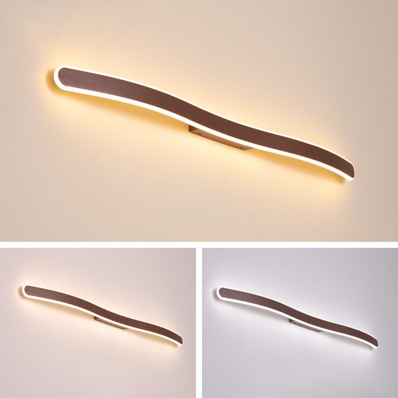 Metal Thin Vanity Wall Sconce Modern Style 1 Light Vanity Lighting Fixtures in Brown