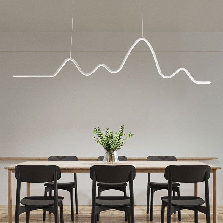 Modern Polish Finish LED Ceiling Light Metal Kitchen Island Lighting for Room