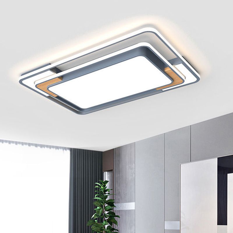 Plafonnier LED gris de forme géométrique, design nordique acrylique, plafonnier pour salon