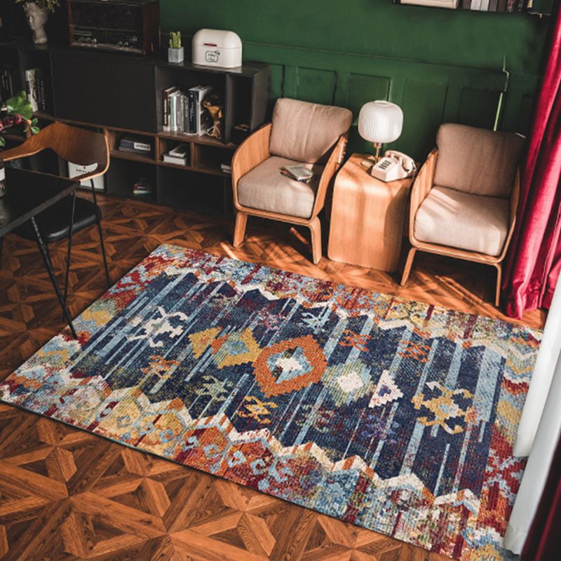 Vintage Geo Print Teppich mehrfarbiger persischer Indoor-Teppichsynthetik Anti-Rutsch-Backing Easy Care Teppich für Zimmer
