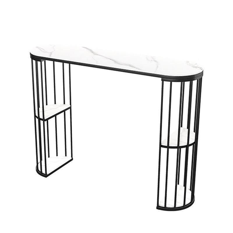 Modern Style Bar Table Oval Stone Storage Bar Table for Living Room