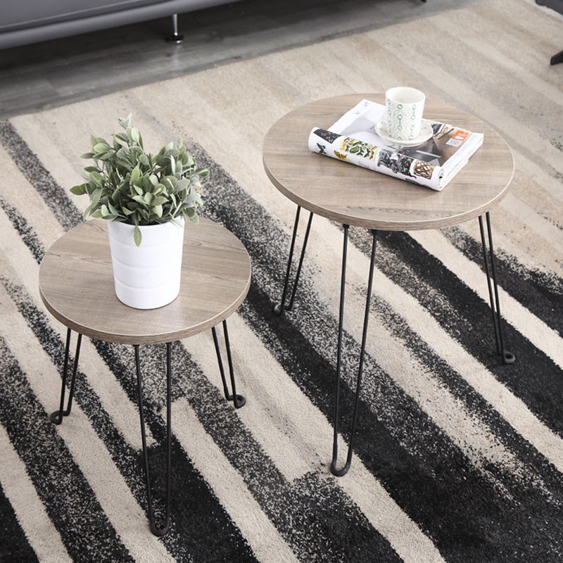 8.6"/12.9"/16.5" Tall Modern 3 Leg Ironcraft Wood Round Top Coffee Table