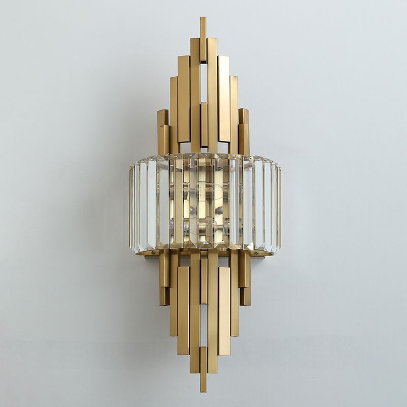 2 luci Lampada da parete in cristallo interno Strisce di metallo in metallo Stripsponi di scarico in oro