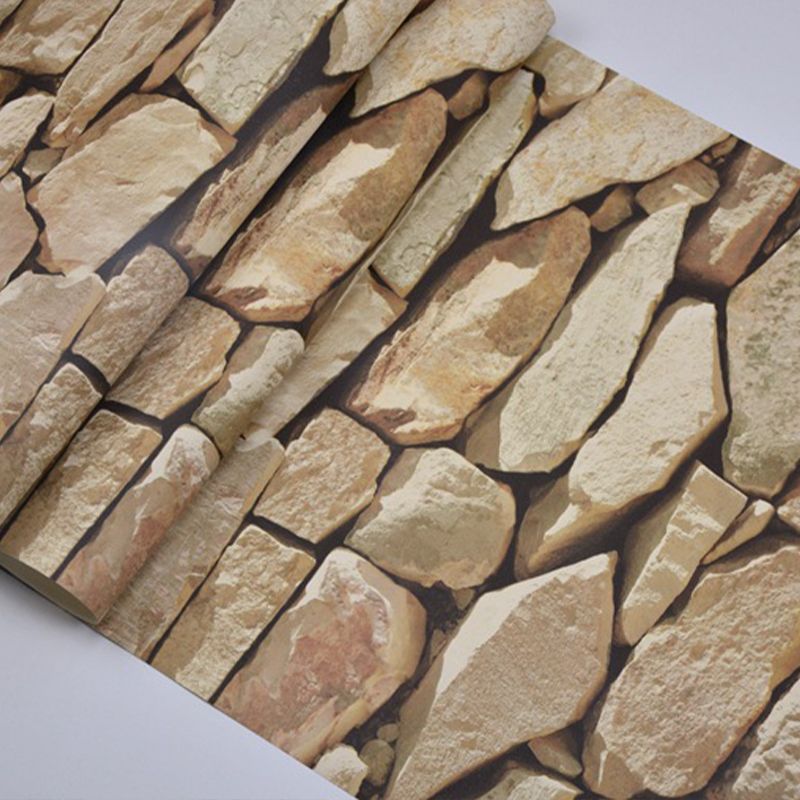 Steampunk Rocks Wallpaper Roll for Garage 57.1-sq ft Wall Art in Light Color, Washable