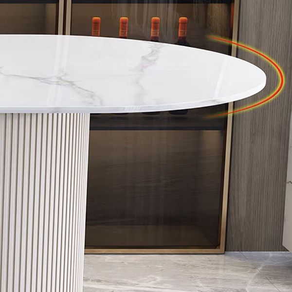 Free Form White Dining Table Sintered Stone Table Luxury with Double Pedestal