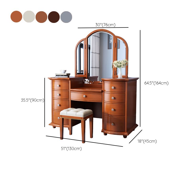 Contemporary Vanity Table and Stool Set 9 Drawers Makeup Vanity Desk