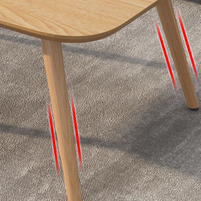 4 Legs Coffee Table Geometric Wood Cocktail Table in White and Natural