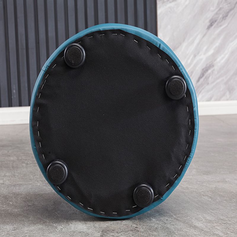 Modern Pouf Ottoman Faux Leather Upholstered Tufted Solid Color Cylinder Shape Ottoman