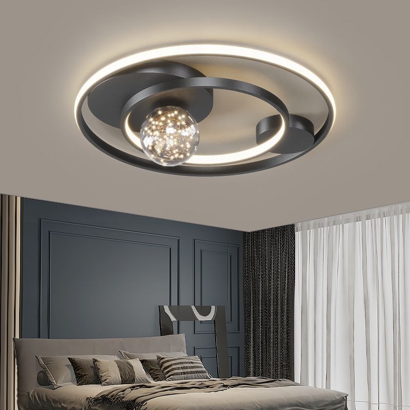 Contemporary 1-Light LED Flush Ceiling Light Metal Circle Ceiling Light Fixture for Bedroom