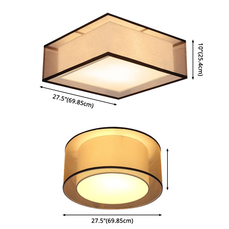 2-schermen stoffen plafondlamp rustieke woonkamer inbouwlamp in koffie