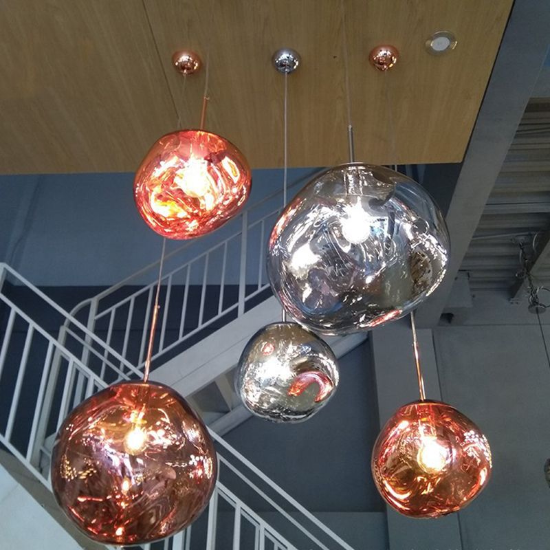 1 Light Rock Ceiling Light Modern Simple Dimpled Blown Glass Ceiling Fixture for Restaurant