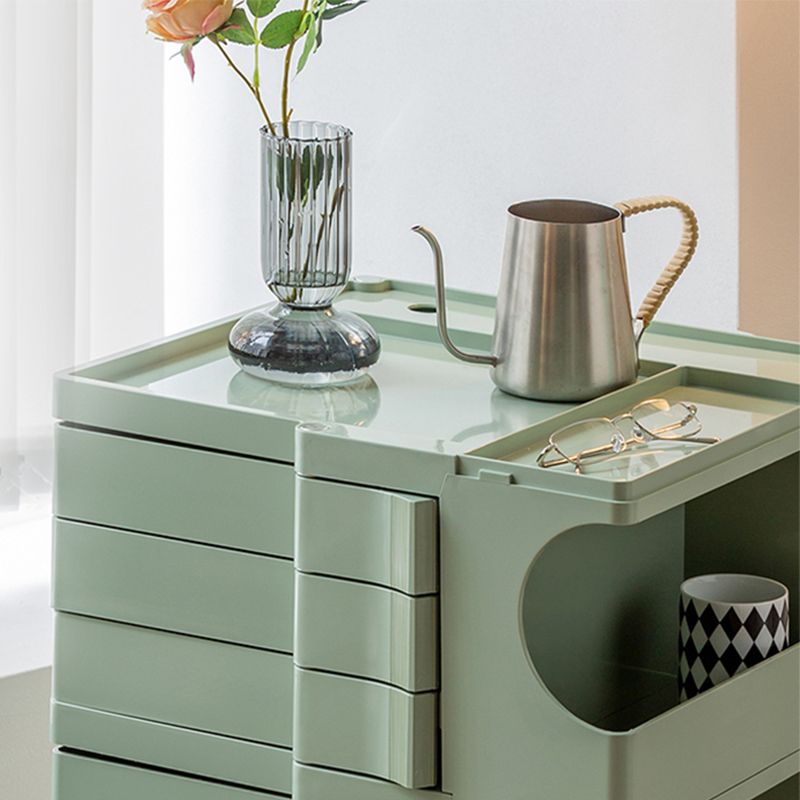 Modern Nightstand 21" Tall Plastic Bedside Cabinet with Drawers