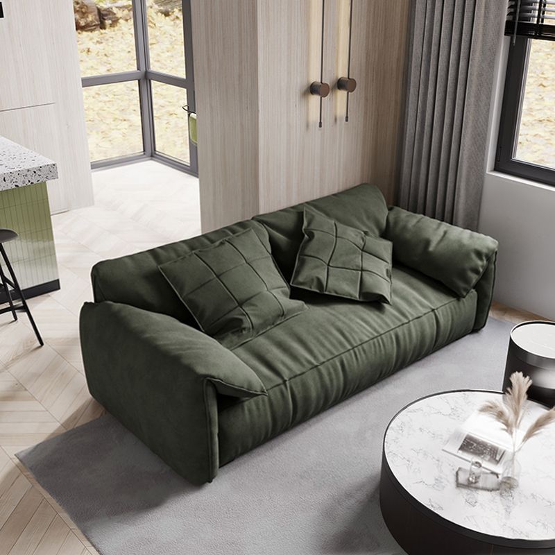 Forest Green Modern Sofa 39"W with Tight Back Wide Square Arm