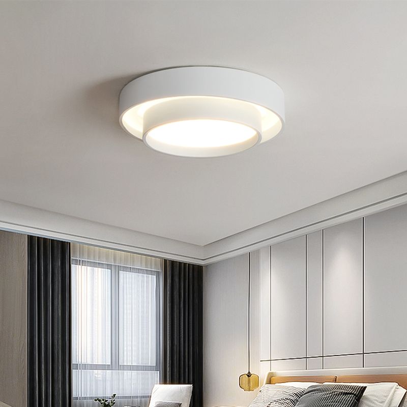 Modern Minimalist LED Ceiling Fixture Plastic Circular Flush Mount with Acrylic Shade