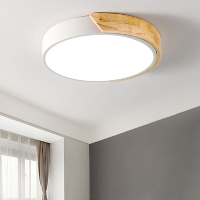 Rounded Flush Ceiling Lights 1 Light Wood Minimalism Flush-Mount Light Fixture