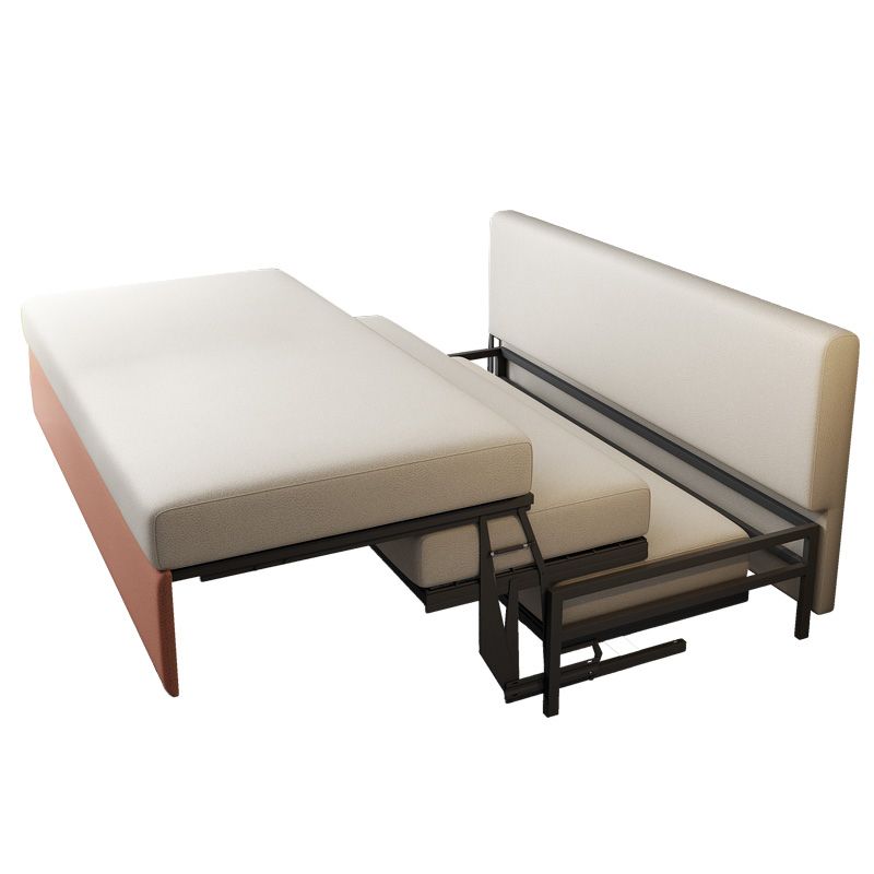 Contemporary Faux leather Sofa Bed 37.40" Wide Beige Sleeper Sofa