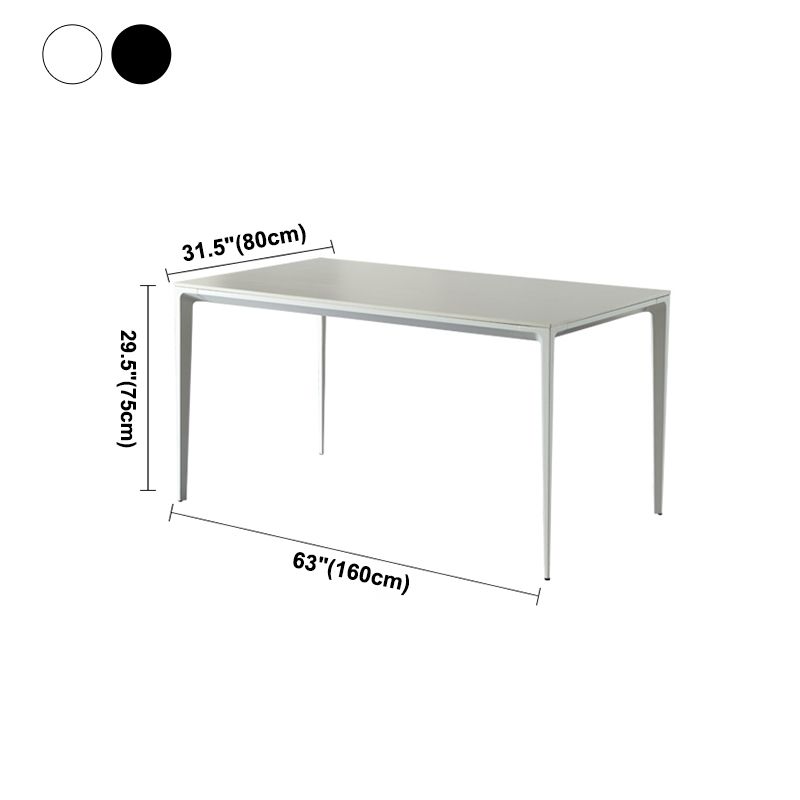 Sintered Stone Dining Table Industrial Style 4 Legs Metallic Base Rectangle Table