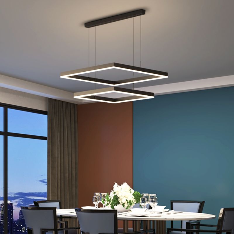 Multi-tier Square Chandelier Light Fixtures Restaurant Modern Hanging Chandelier