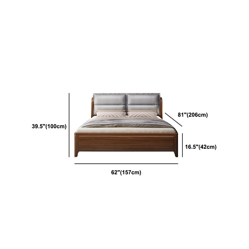 Upholstered Headboard Bed Solid Wood Walnut Bed Low Profile Bed Frame
