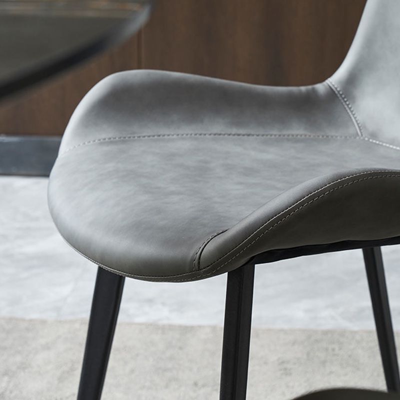 Industrial Style Side Chair Metal Solid Back Dining Room Chair for Kitchen